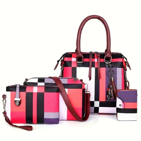 NEW Four Piece Colorblock Luxury Handbag Set - Picture 1 of 8